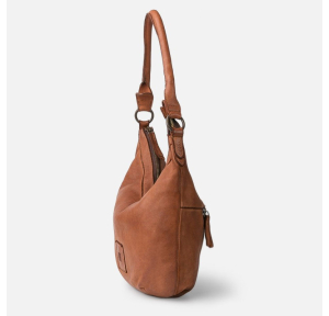 Sac porté épaule Biba demi-lune en cuir Heritage BT29 couleur tan, vue de profil