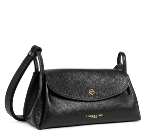 Sac porté travers Lancaster effet grainé Accordéon Double 470-88-NR/NU, couleur Noir in nude, vue de profil