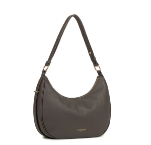 Grand sac besace Lancaster Donna Aria en cuir 480-077-MARRONFO (Marron foncé) côté