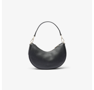 Sac moon porté épaule Lacoste en cuir grainé Champs-Elysées NF5101PH 000 couleur Noir, vue de face sans bandoulière