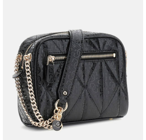 Petit sac bandoulière Guess effet verni Aldina HWGG966314 BLA couleur Noir, vue de dos