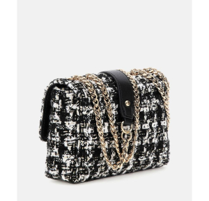Sac à bandoulière Guess en tweed Everlee HWTB867978 BML couleur Noir Multi, vue de dos