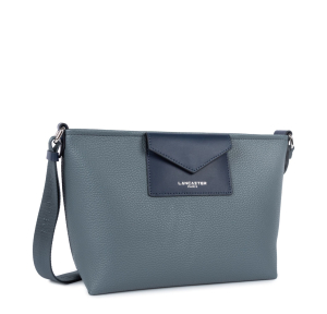 Sac trotteur Lancaster effet grainé Maya Double KBA 517-105 couleur bleu givré, vue de  profil