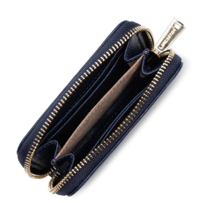 Portefeuille Lancaster effet grainé Sierra PM 138-013 BL/FO, couleur Bleu foncé , ouvert