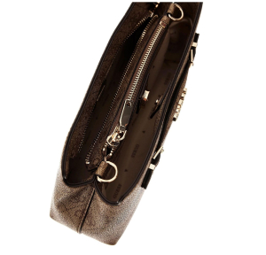 Sac bandoulière Guess imprimé logo Katya HWSG9652120 LTL couleur marron clair, ouvert