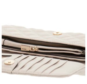 Sac bandoulière Guess effet matelassé Giully HWQG967375 TAU couleur taupe, ouvert