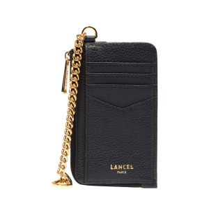 Porte-cartes zippé Lancel Enveloppe cuir grainé A13708 10 couleur noir, vue de dos