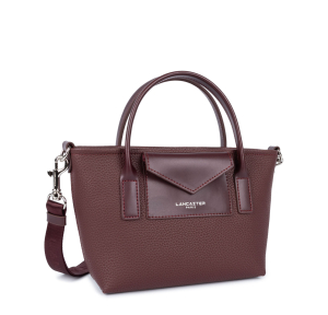 Sac cabas Lancaster zippé Maya Double KBA 517-101 couleur bordeaux, vue de profil