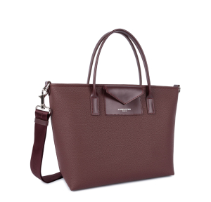 Sac cabas Lancaster effet graine Maya Double KBA 517-102 couleur bordeaux, vue de profil