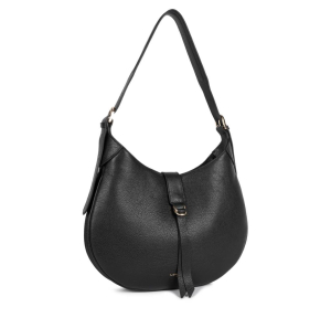 Sac besace Lancaster en cuir grainé Dune Gaia 529-105-NOIR couleur Noir, vue de profil