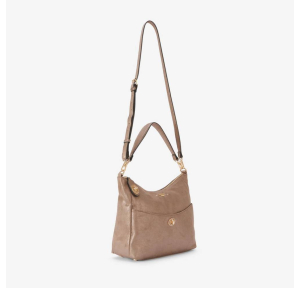 Sac hobo Lollipops irisé Roselyne S300015-1 couleur Taupe, vue de profil avec bandoulière
