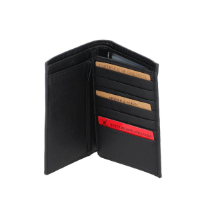 Portefeuille  Arthur & Aston en cuir José 2508-805-A couleur Noir, ouvert