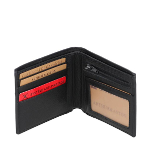 Portefeuille Arthur & Aston en cuir José 2508-573-A, couleur Noir, ouvert