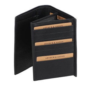 Grand Portefeuille Arthur & Aston en cuir José 2508-424-A, couleur Noir, ouvert