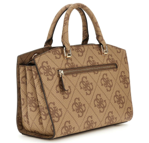 Sac à main Guess imprimé logo Queensland HWOS9655060 LTL, couleur Logo Latte (marron clair / marron), vue de profil