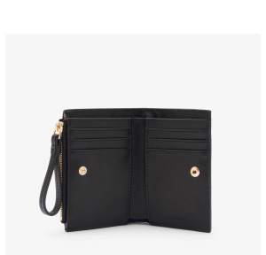 Porte-monnaie Lacoste effet matelassé Crocodelle NF5121EE 000 couleur noir, ouvert