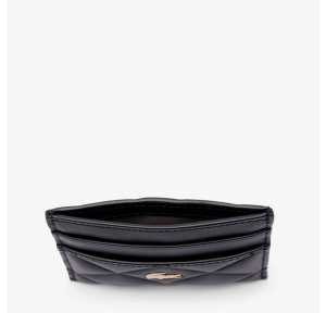 Porte cartes Lacoste en cuir matelassé Crocodelle NF5118EE 000 couleur Noir, ouvert