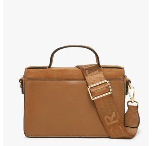 Sac bandoulière Etrier S Altesse suede EASU048S 709111, couleur Camel, vue de dos