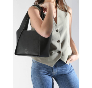 Sac porté épaule Etrier effet grainé M Foudre EFOD107M 709028, couleur Noir, porté