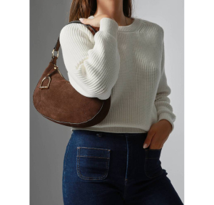 Sac porté épaule Etrier Altesse suede 	
EASU017M 709099, couleur Chocolat, porté