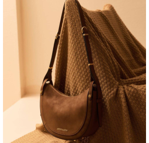 Sac porté épaule Arthur & Aston en cuir Madelena A218-05 CHAT couleur Chataigne