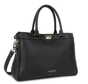 Sac cabas main Lancaster effet grainé Mademoiselle Romy 572-107-NOIR, vue de profil
