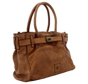 Sac bandoulière en cuir BIBA Boston BT26 couleur CUERO (cognac) , vue de profil