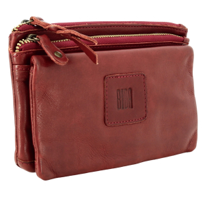 Grand portefeuille Biba Boston en cuir lavé BT34 BURGUNDY, couleur Bordeaux, vue de profil