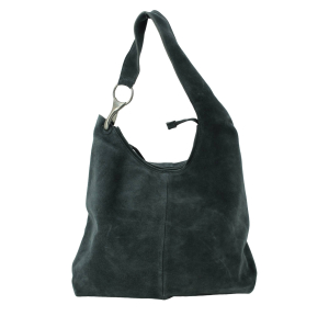 Sac porté épaule Biba en cuir façon nubuck Jackpot JAP2L BLU couleur bleu, vue de face
