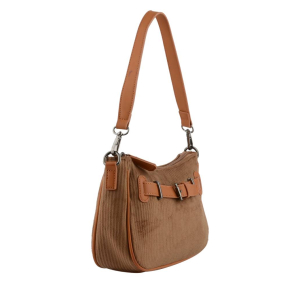 Petit sac porté épaule Francinel en velours Renée 292552MAR couleur Marron, vue de profil