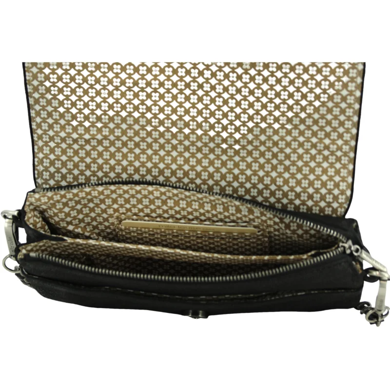 Sac bandoulière Mila Louise en cuir lisse 3783X 01, couleur Noir, ouvert Sac bandoulière Mila Louise en cuir lisse 3783X 01, couleur Noir, ouvert