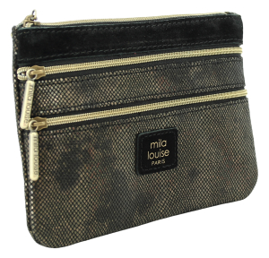 Porte monnaie Mila Louise zippé 16062IG 01, couleur Noir, vue de profil