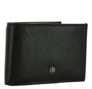 Mini portefeuille David William en cuir D5226NR, couleur Noir, vue de profil