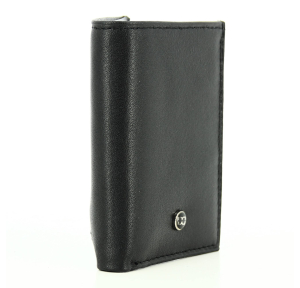 Mini portefeuille David William en cuir D5227NR, couleur Noir, vue de profil