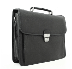 Serviette David William en cuir Dunbar D61012NR, couleur Noir, vue de profil