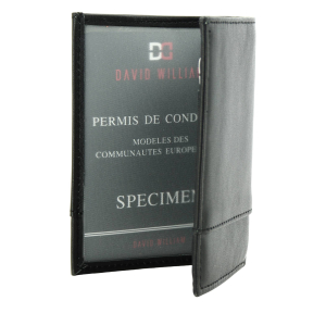 Mini portefeuille David William en cuir D5102 NR couleur Noir, ouvert