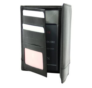 Portefeuille homme David William en cuir D5104 NR couleur Noir, ouvert