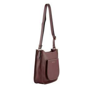 Sac porté travers Francinel en cuir Dania 22880 BOR couleur Bordeaux, vue de profil