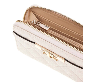 Portefeuille Guess zippé M Idra SLG SWGG8157140 STO, couleur Pierre (crème), ouvert