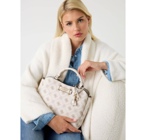 Sac porté main Guess Logo 4G Silia HWGP989006 VNO couleur Crème, porté mannequin