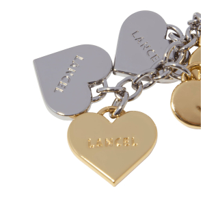 Porte-clés Lancel multi cœurs Charms A13671 RY, couleur Nckl B/Or 1n, mis a plat