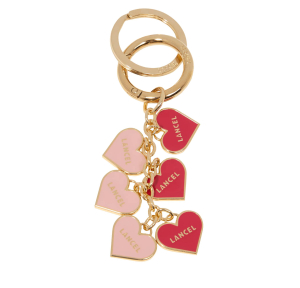 Porte-clé Lancel multi cœurs Charms A13672 S3, couleur Rose/ Rouge