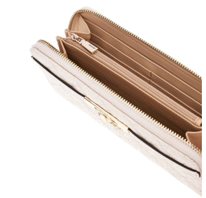 Portefeuille Guess effet matelassé L Idra SWGG8157146 STO, couleur Pierre (crème), ouvert