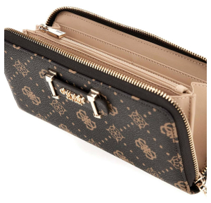 portefeuille Guess imprimé logo Silia SWGP9890146 ESL, couleur Marron foncé, ouvert