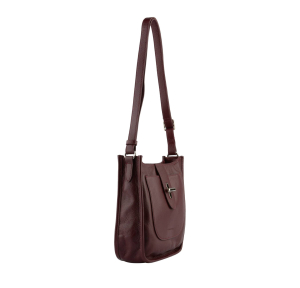 Sac porté traversFrancinel en cuir Gwendoline 22931 BOR couleur Bordeaux, vue de profil