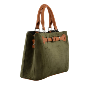 Sac porté main Francinel effet velours Renée 292554 KAK couleur Kaki, vue de profil