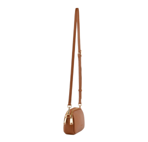Petit sac bandoulière Francinel en cuir Héléna 22941 CAM couleur Camel, vue de profil