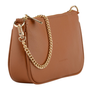 Petit sac porté épaule Francinel en cuir Helena 22942 CAM couleur Camel, vue de profil