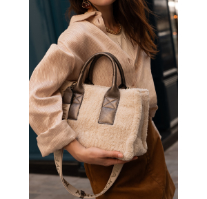 Sac porté main Mia & Joy Leia effet fourrure MJ2273 Bronze porté