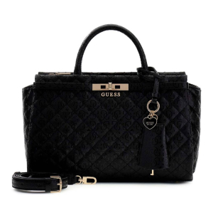 Sac à main Guess effet matelassé Idra Girlfriend HWGG815706 BLA couleur Noir, vue de face avec bandoulière